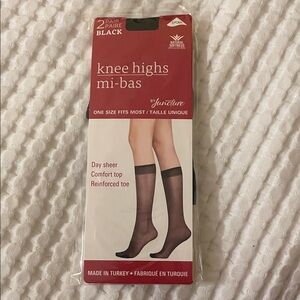 Black Sheer Knee Highs one size 2 pairs socks z18